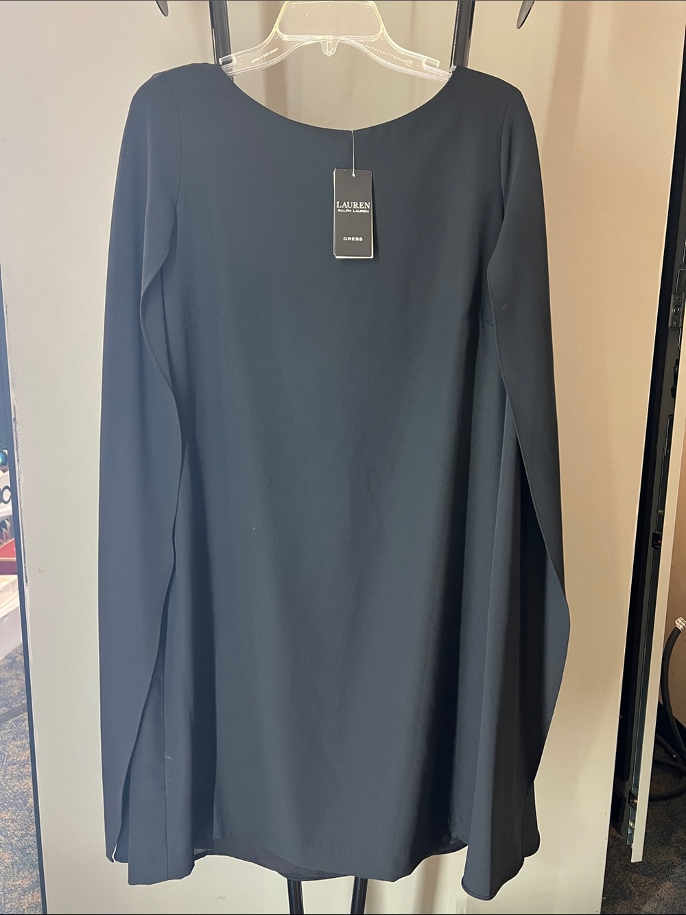 Lauren Ralph Lauren Black Long Sleeve Midi Dress cape dress